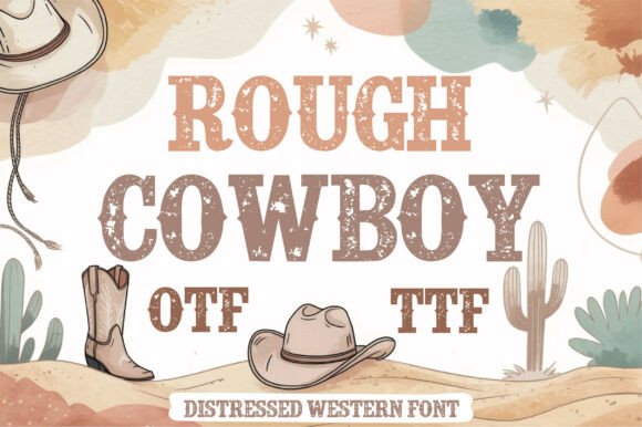 Rough Cowboy: A Bold Distressed Font for Authentic Western Design
